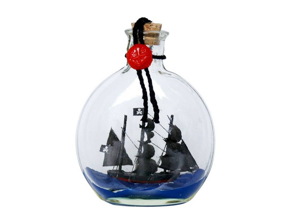 Black Bart's Royal Fortune Model Ship in a Glass Bottle 4"