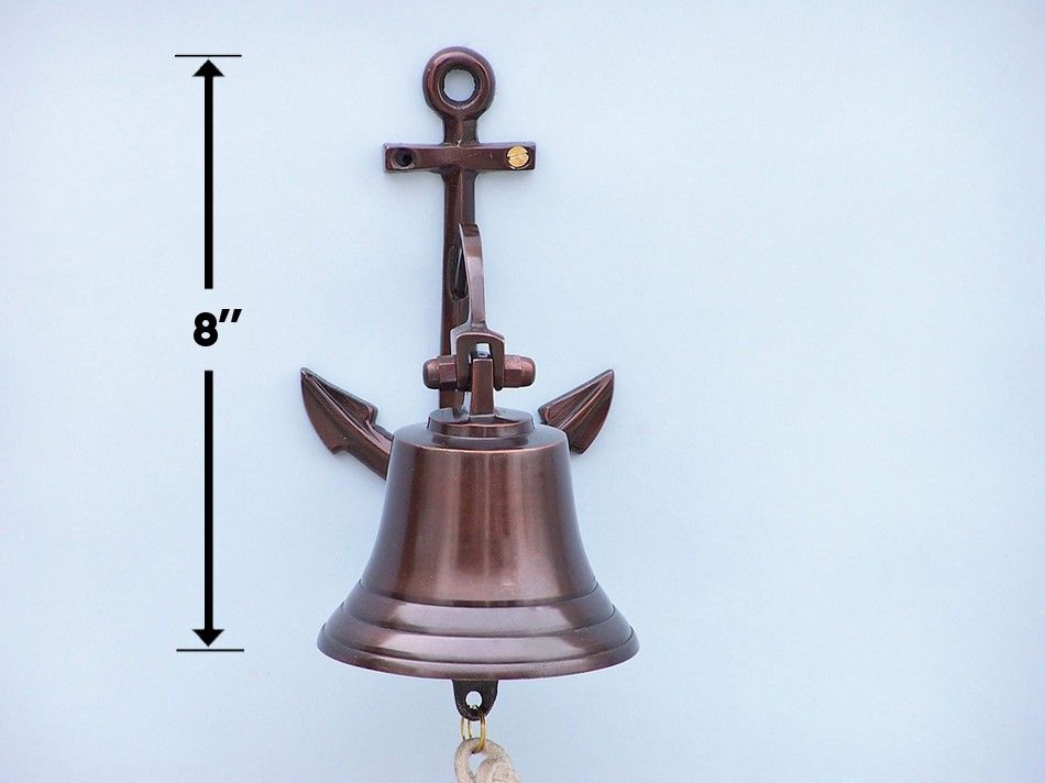 Antique Copper Hanging Anchor Bell 8"