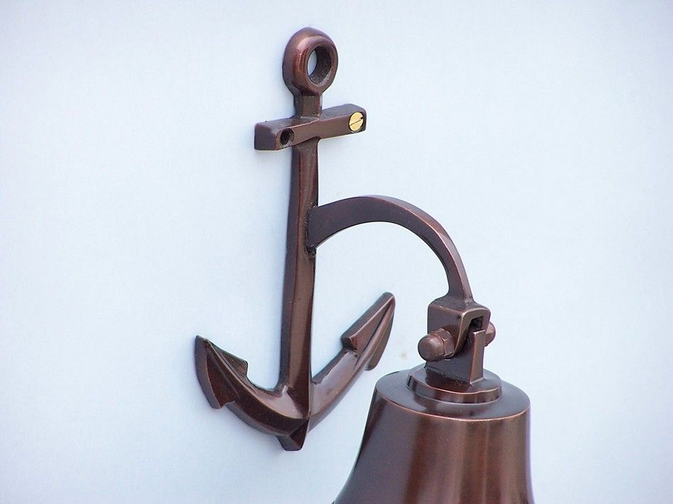 Antique Copper Hanging Anchor Bell 8"