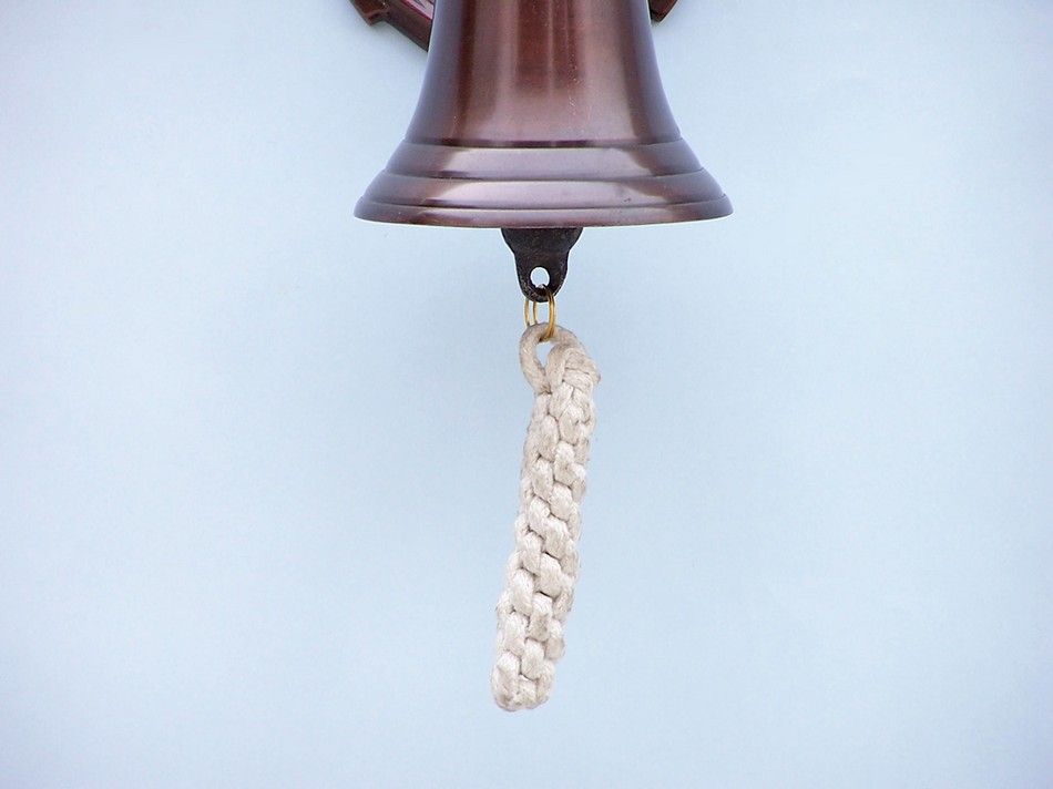 Antique Copper Hanging Anchor Bell 8"