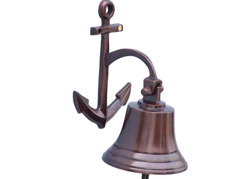 Antique Copper Hanging Anchor Bell 8"
