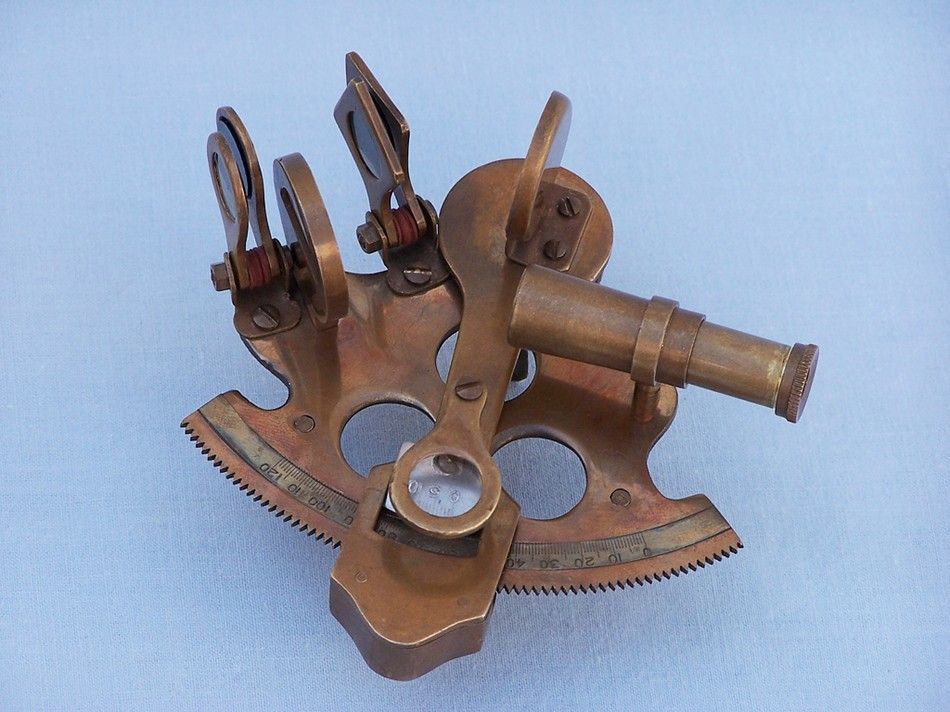 Scout's Antique Brass Sextant with Rosewood Box 4"