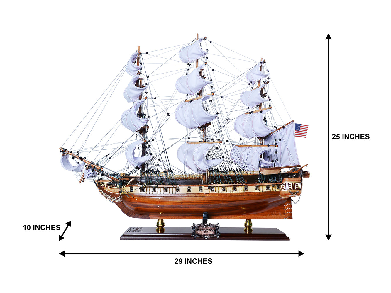 USS Constitution Model Tall Ship Downwind Full Sails
