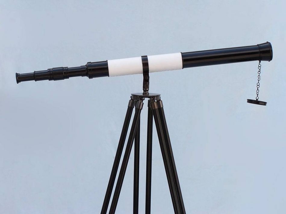 Admirals Floor Standing Oil Rubbed Bronze-White Leather with Black Stand Telescope 60"