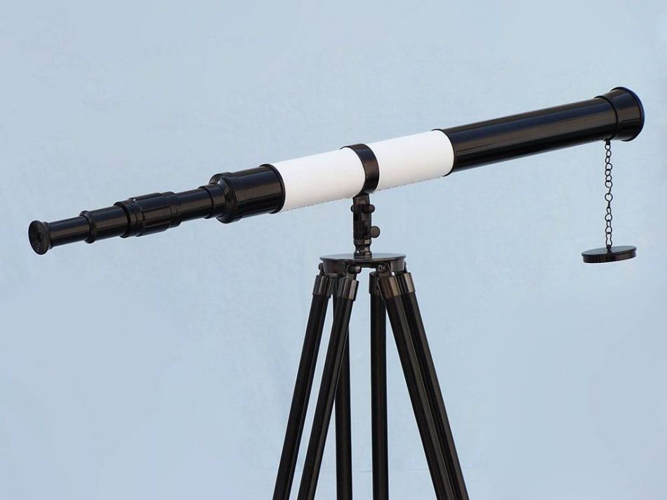 Admirals Floor Standing Oil Rubbed Bronze-White Leather with Black Stand Telescope 60"