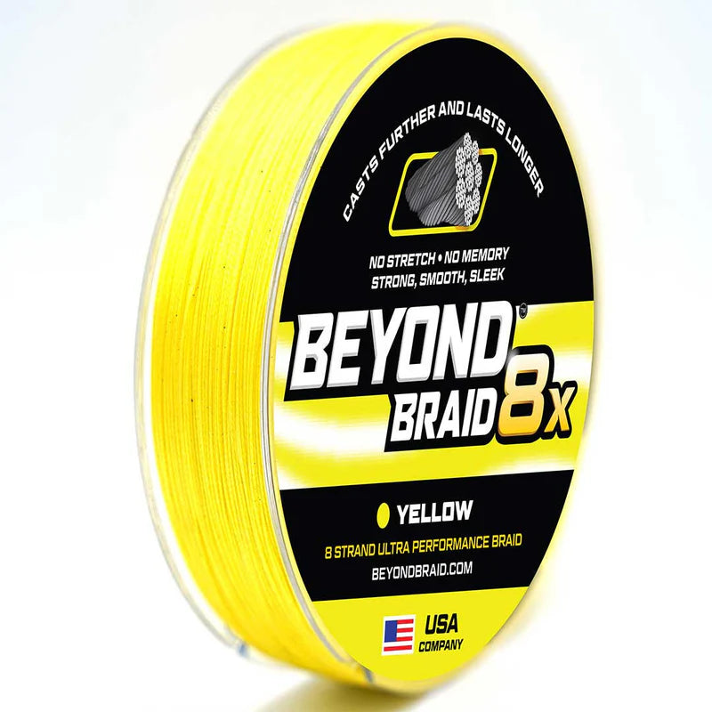 BEYOND BRAID YELLOW 8X- ULTRA PERFORMANCE 8 STRAND 300 Yards 8-60lb Test