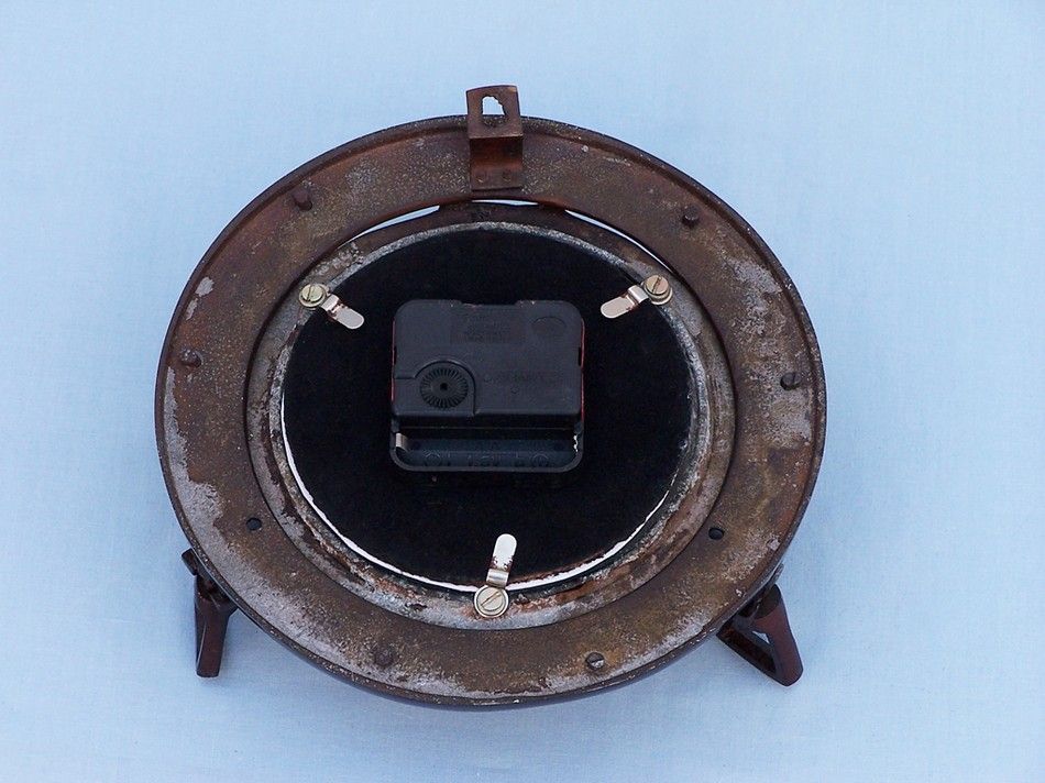 Antique Copper Deluxe Class Porthole Clock 8"