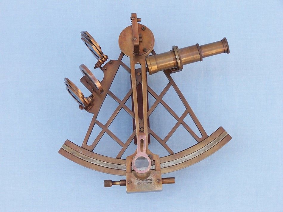 Admiral's Antique Brass Sextant 12" with Rosewood Box