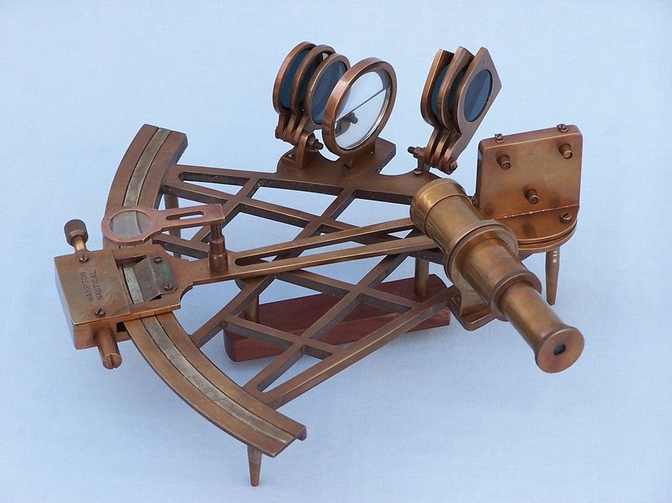 Admiral's Antique Brass Sextant 12" with Rosewood Box