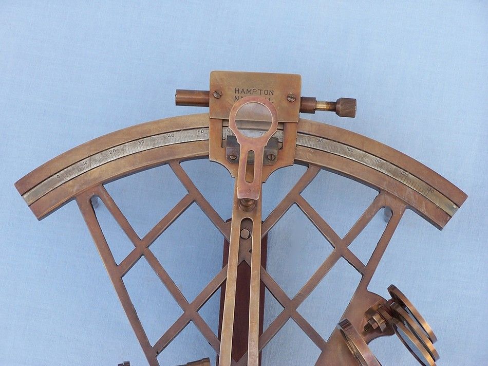 Admiral's Antique Brass Sextant 12" with Rosewood Box