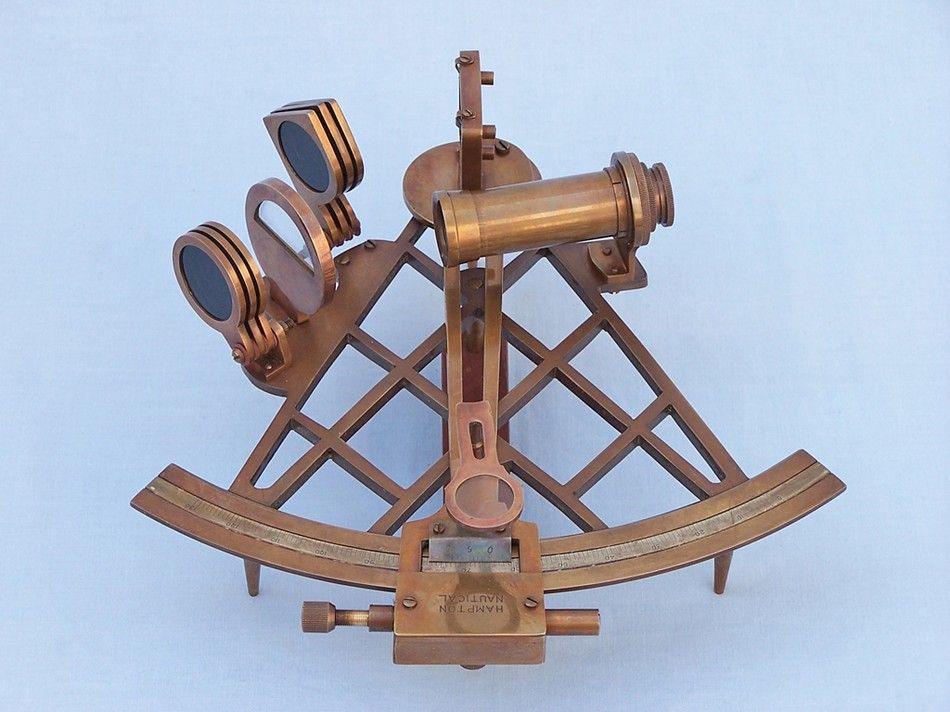 Admiral's Antique Brass Sextant 12" with Rosewood Box