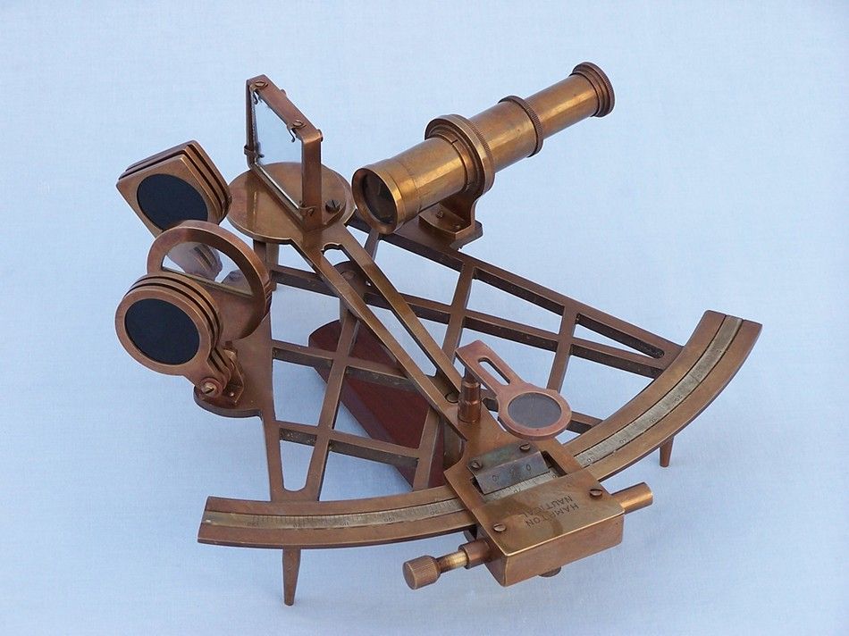 Admiral's Antique Brass Sextant 12" with Rosewood Box