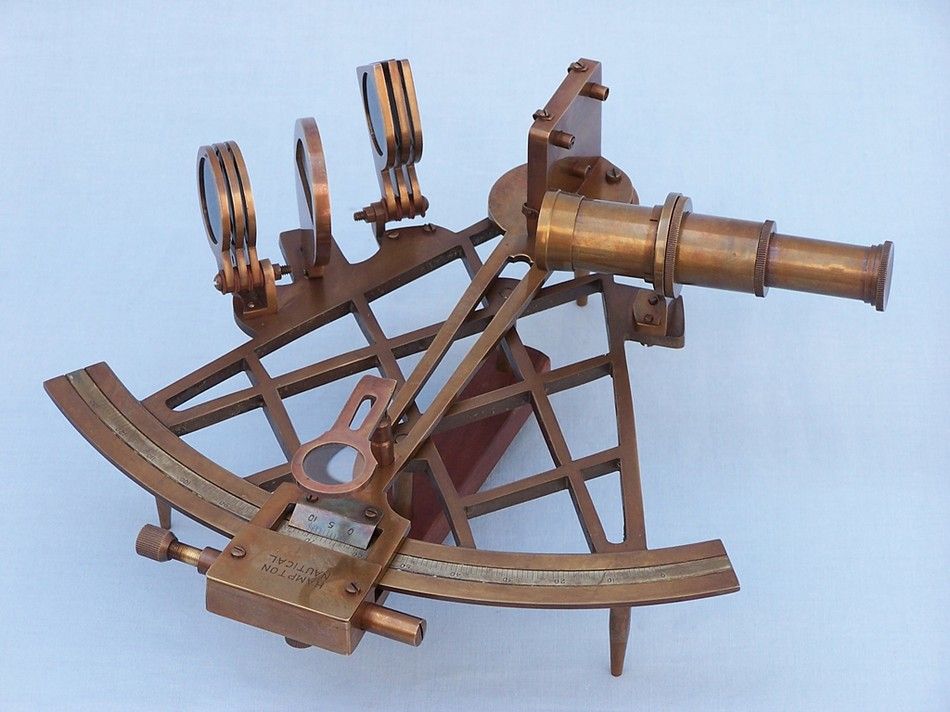 Admiral's Antique Brass Sextant 12" with Rosewood Box