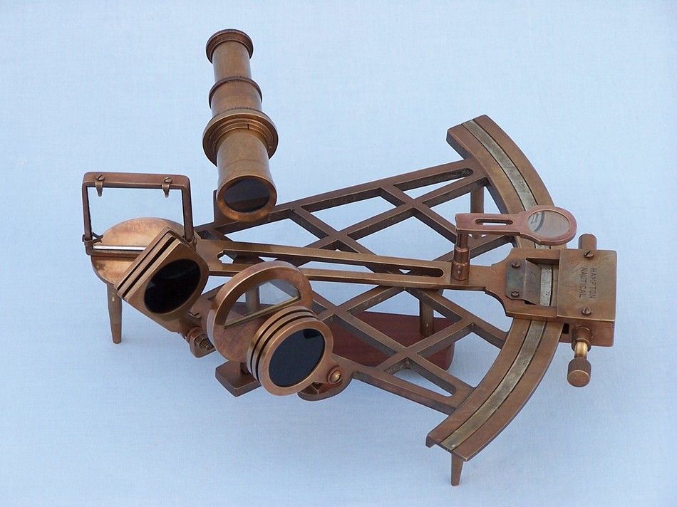 Admiral's Antique Brass Sextant 12" with Rosewood Box