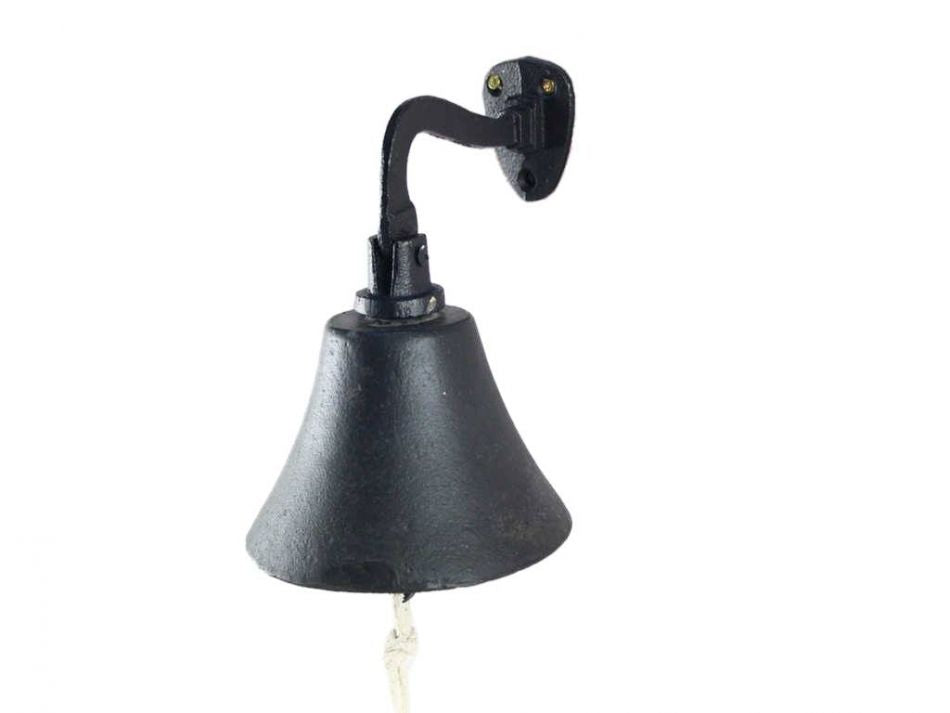 Rustic Black Cast Iron Hanging Ship's Bell 6"