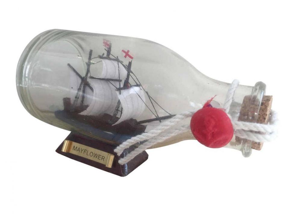 Mayflower Model Ship in a Glass Bottle 5"
