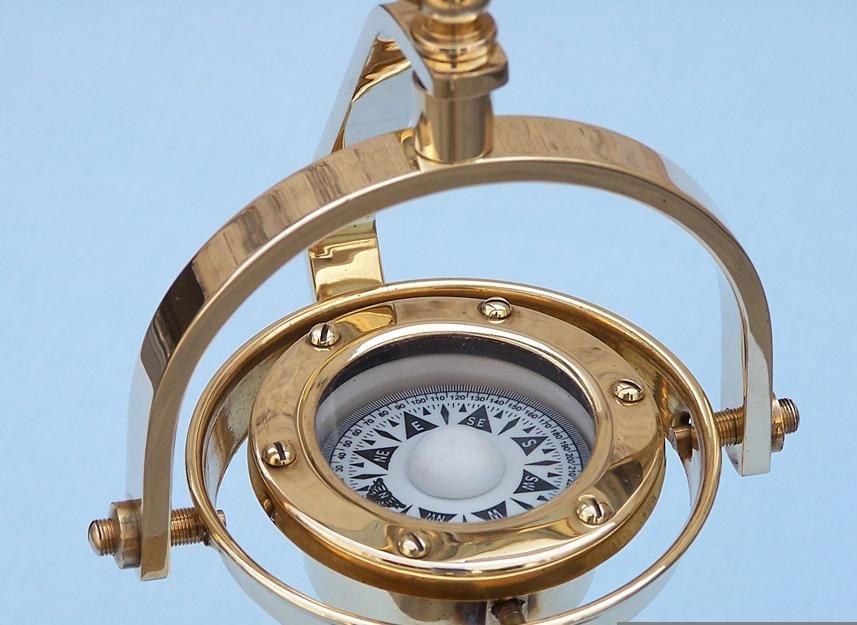 Solid Brass Hanging Compass 8"