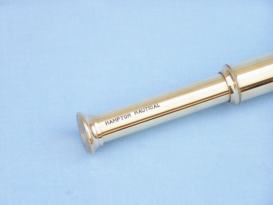 Deluxe Class Solid Brass Captain's Spyglass Telescope 15" w/ Rosewood Box
