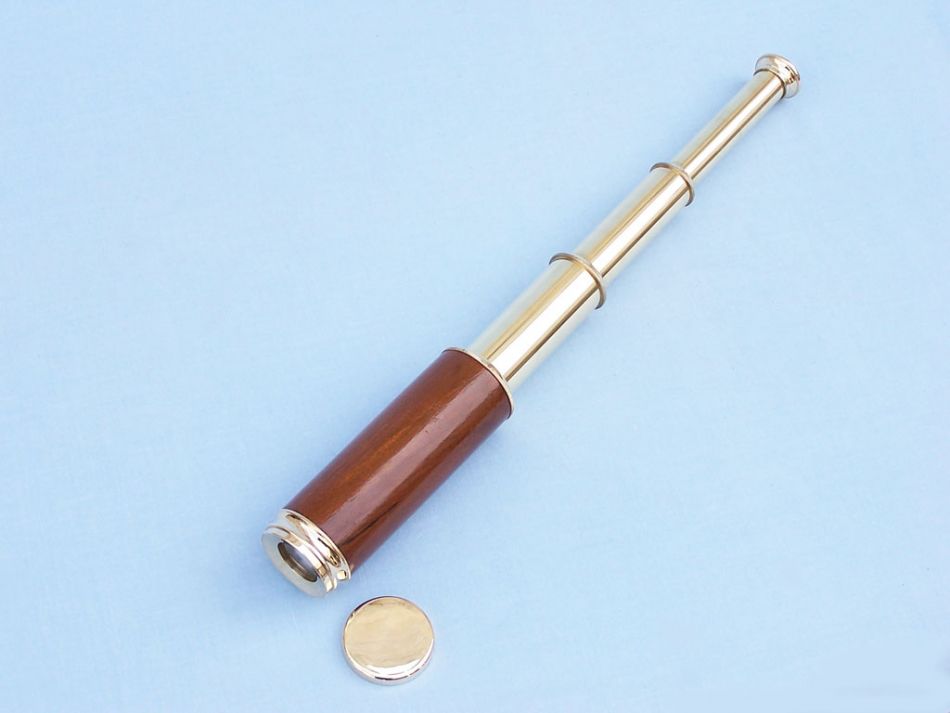 Deluxe Class Solid Brass - Wood Captain's Spyglass Telescope 15" w/ Rosewood Box