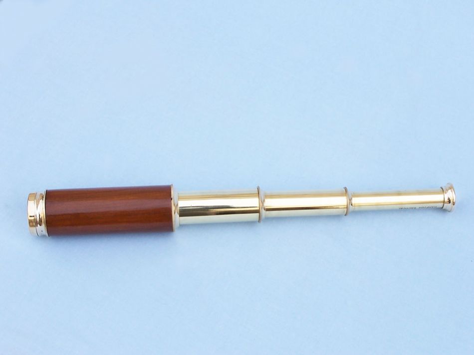 Deluxe Class Solid Brass - Wood Captain's Spyglass Telescope 15" w/ Rosewood Box