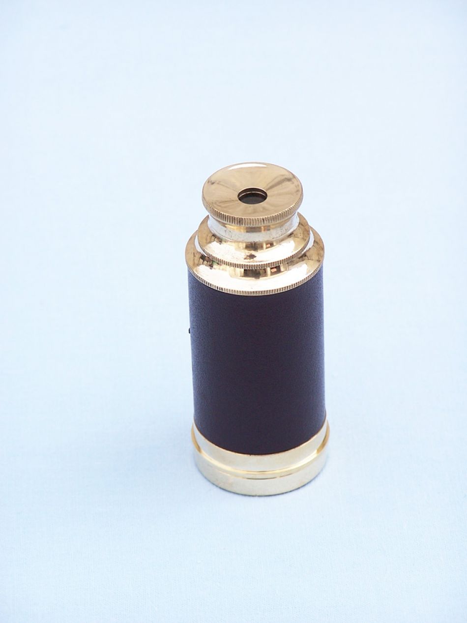 Deluxe Class Scout's Brass - Leather Spyglass Telescope 7" w/ Rosewood Box