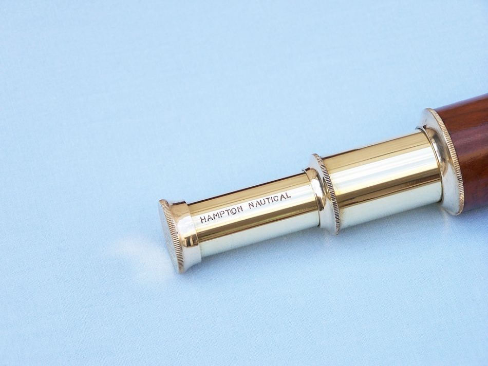 Deluxe Class Solid Brass - Wood Scout's Spyglass Telescope 7" w/ Rosewood Box