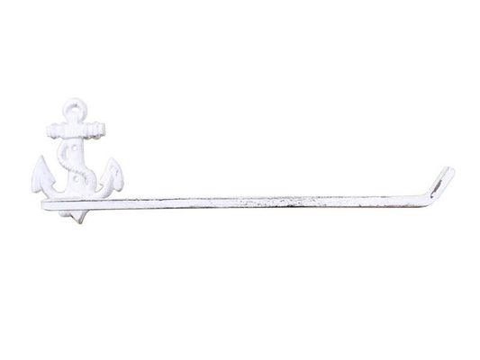 Whitewashed Cast Iron Anchor Wall Mounted Paper Towel Holder 17"