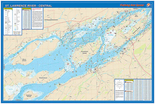 St Lawrence River - Central (1000 Islands-Howe Is to Wellesley Is) Fishing Wall Map-S278