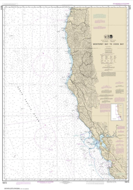 Monterey Bay to Coos Bay (18010-22) by NOAA Nautical Chart
