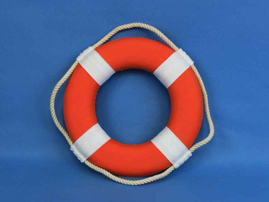 Vibrant Orange Decorative Lifering With White Bands 10"