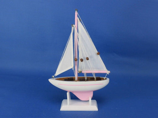 Wooden Pink Pacific Sailer Model Sailboat Decoration 9"