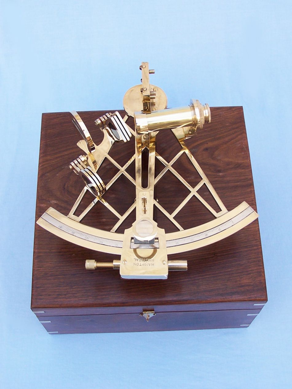 Admiral's Brass Sextant with Rosewood Box 12"