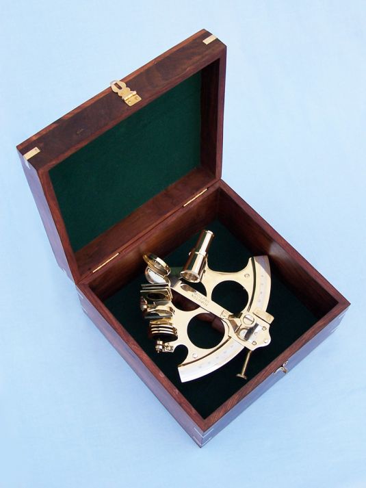 Captain's Brass Sextant with Rosewood Box 8"