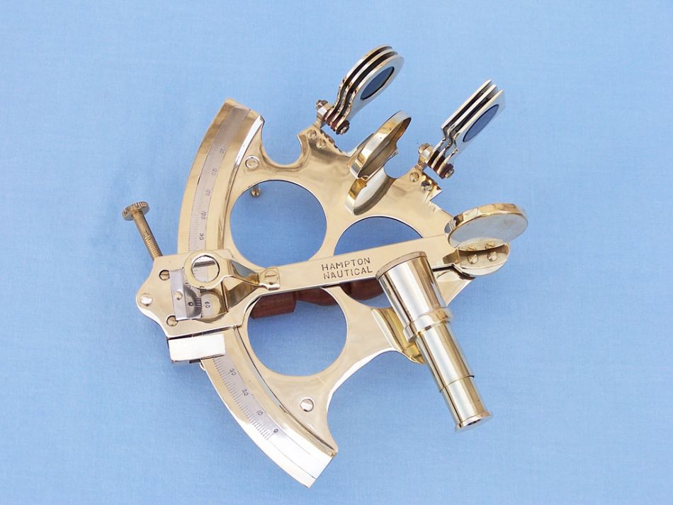Captain's Brass Sextant with Rosewood Box 8"