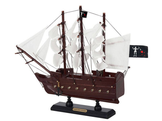 Wooden Blackbeards Queen Annes Revenge White Sails Model Pirate Ship 12"