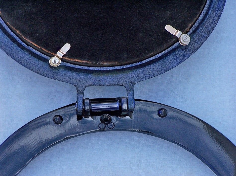 Brass Deluxe Class Porthole Clock 12" - Dark Blue