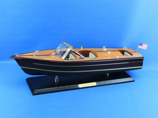 Wooden Chris Craft Triple Cockpit Model Speedboat 20"