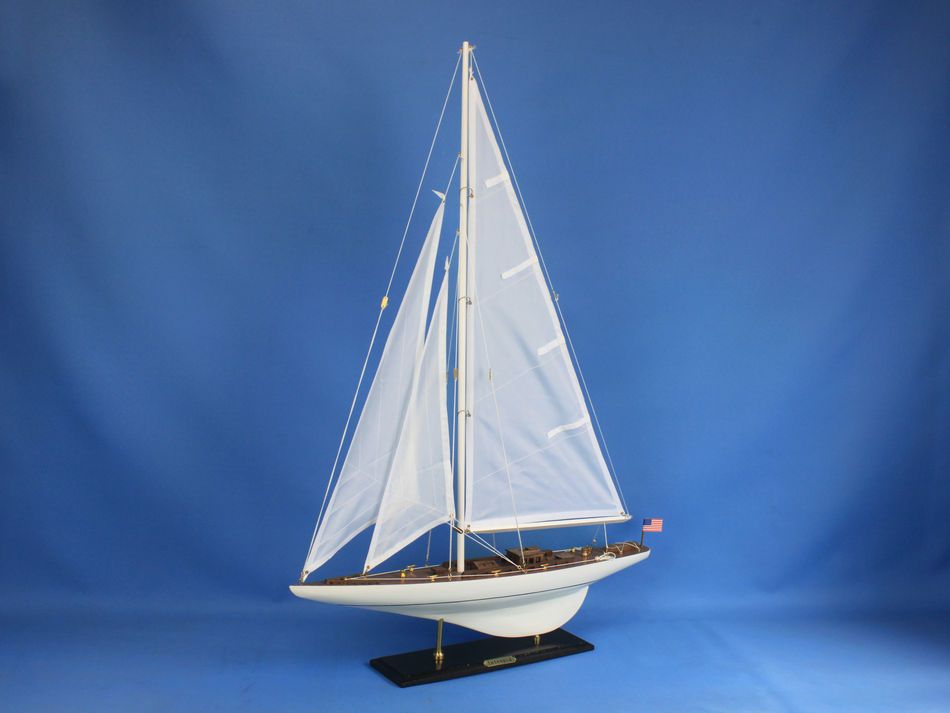 Wooden Intrepid Model Sailbaot Decoration 35"