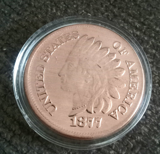 1877 Indian Head Cent 1 oz Copper Round Coin