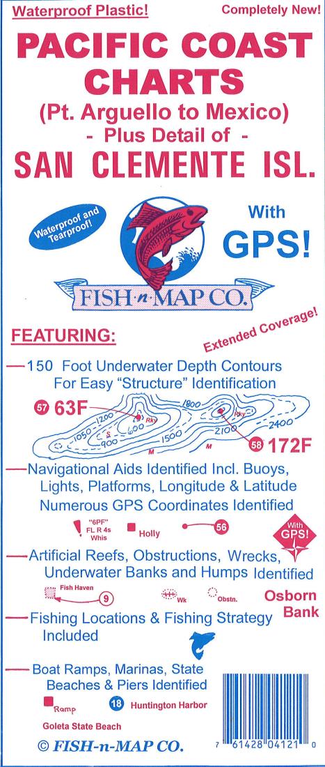 Pacific Coast Chart/San Clemente Islands (Coronado Islands to Point Arguello) Fishing Map