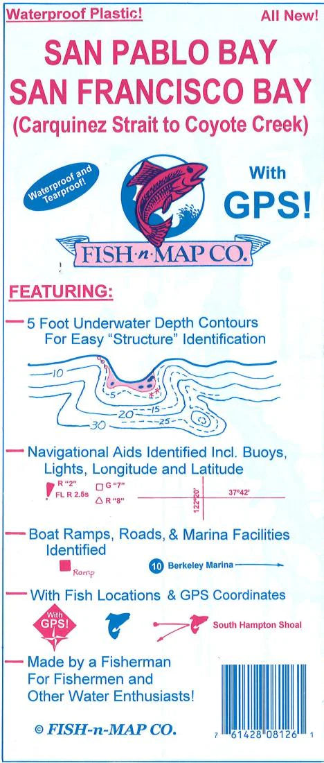 San Francisco Bay & San Pablo Bay (Carquinez Bridge to Coyote Creek & Golden Gate) Fishing Map