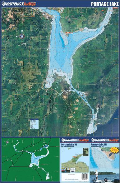 (MI) Portage Lake fishing map.