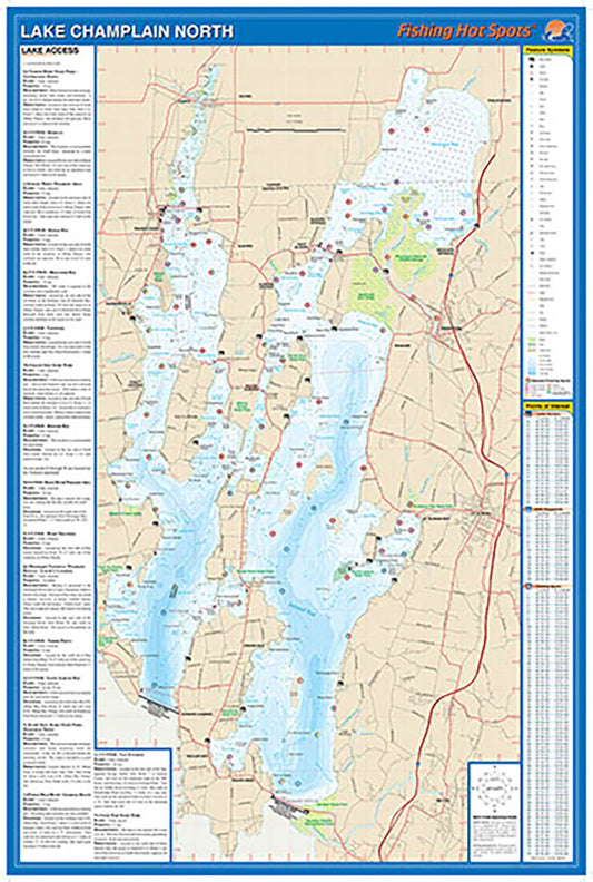 Lake Champlain North Fishing Wall Map (Quebec waters to South Hero)-S456