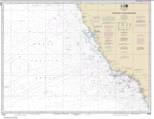 San Diego to Cape Mendocino (18020-39) by NOAA Nautical Chart