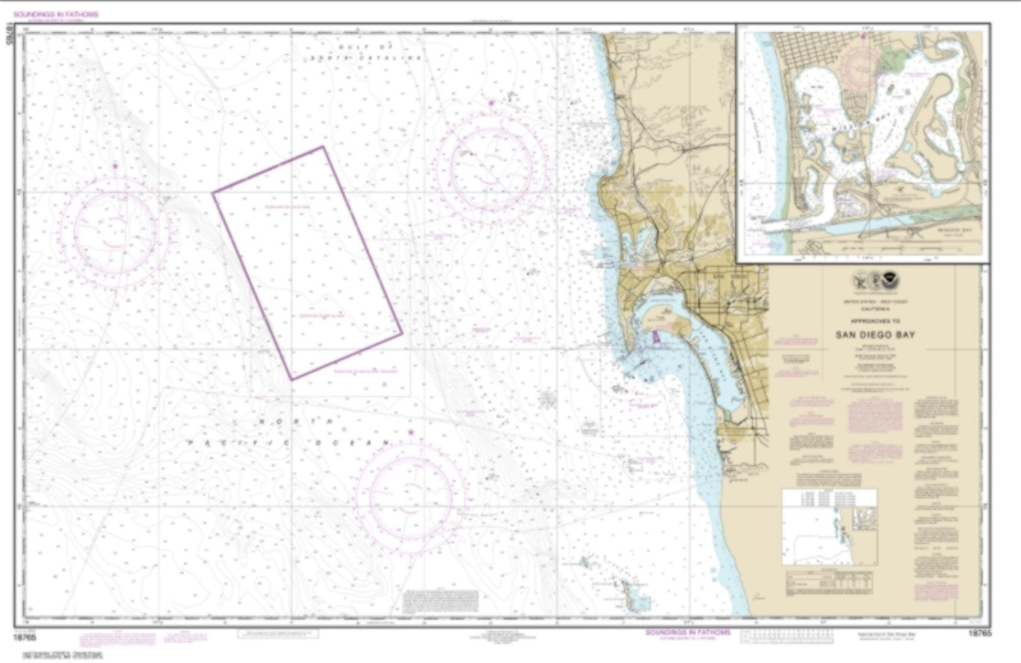 Approaches to San Diego Bay; Mission Bay (18765-17) by NOAA Nautical Chart