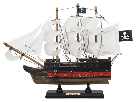 Wooden Captain Hooks Jolly Roger from Peter Pan White Sails Limited Model Pirate Ship 12"