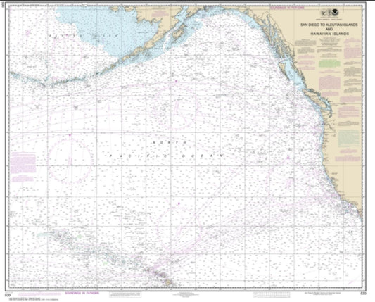 North America West Coast San Diego to Aleutian Islands and Hawai'ian Islands (530-33) by NOAA Nautical Chart