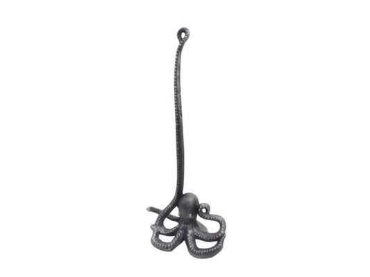 Rustic Silver Cast Iron Octopus Kitchen Paper Towel Holder 19"