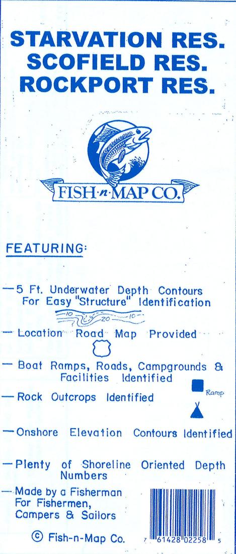 Starvation, Scofield, Rockport Reservoirs Fishing Map