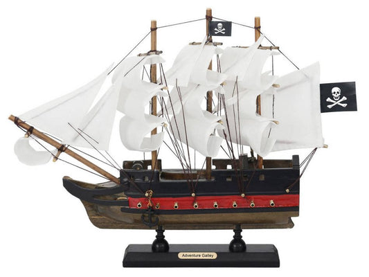 Wooden Captain Kidds Adventure Galley White Sails Limited Model Pirate Ship 12"